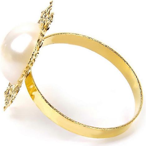 Rond de serviette doré pour mariage, compatible avec les dîners et banquets (lot de 12). (1/5)