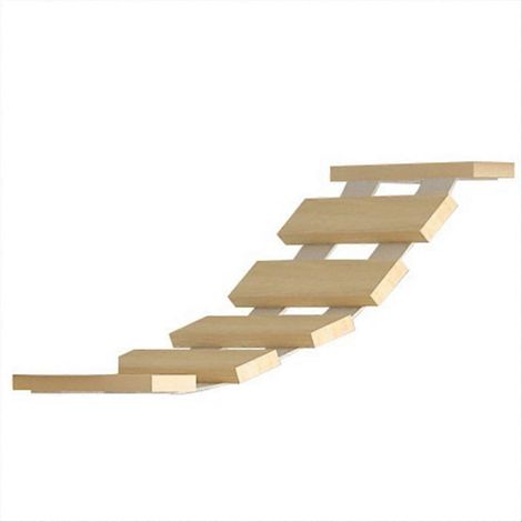 Échelle murale pour chat avec hamac et cadre d'escalade, structure en bois robuste, griffoir intégré, jouet d'agilité pour félin, couleur naturelle, lot complet (1/5)