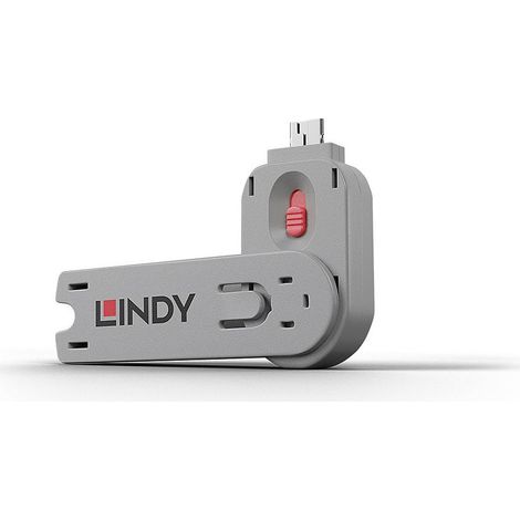 Lindy 40620 Blocco porta USB-A, rosa, in ABS, con chiave, 1 pz. (1/5)