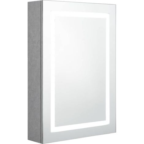 Armadietto Bagno Mobile da Bagno con Specchio e LED Grigio Cemento 50x13x70 cm (1/5)