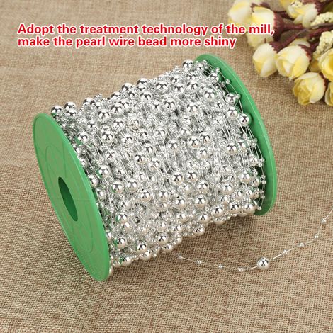 Fil de perles argenté électroplaqué 3mm 8mm pour décoration événementielle et créations DIY - Rouleau de 60m (1/5)