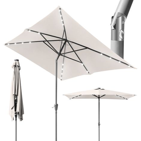 SWANEW Parasol Parasol balcon 210 x 140 cm Rectangulaire Basculant Hauteur réglable avec manivelle,beige (1/4)