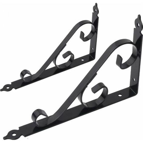 Support Étagère Mural En Métal Support Équerre Triangulaire 90 Degrés Multifonctionnel D'étagère De Support Avec Vis Pour Jardinage, Salle De Bains, Cuisine 250mm X 164mm 1 Paire (Noir) (1/5)