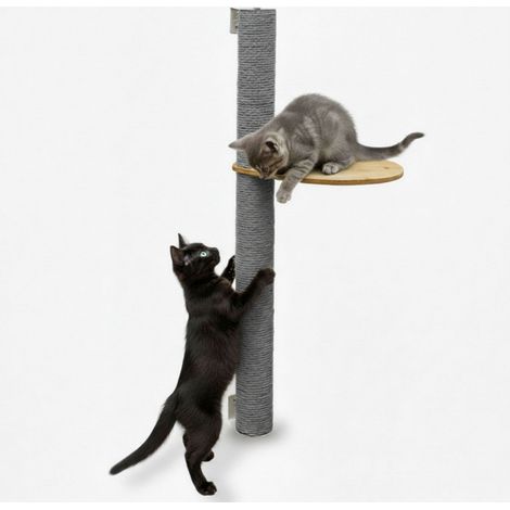 96 cm Tiragraffi da Parete con 1 Ripiano - Albero per Gatti - Colonna in Sisal (1/5)