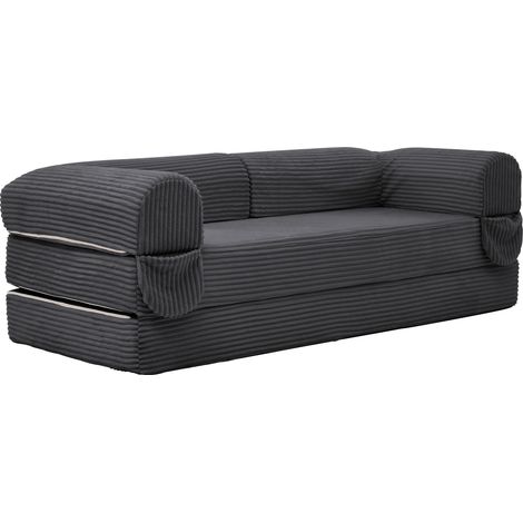 Divano letto 2 posti in tessuto a coste grigio MODENUIT (1/5)