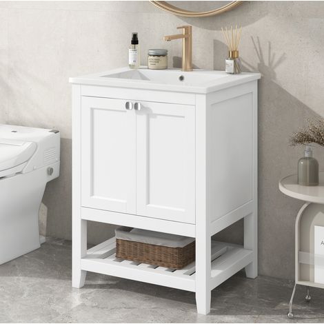 Mobile bagno lavabo ceramica 60 cm bianco OKMYHOME (1/5)