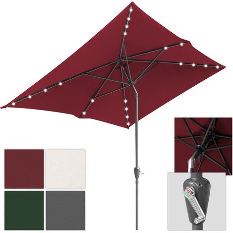 SWANEW Sonnenschirm 200 x 300cm Gartenschirm Knickbarer Marktschirm Kurbelschirm mit Kurbelvorrichtung,Rot (1/4)