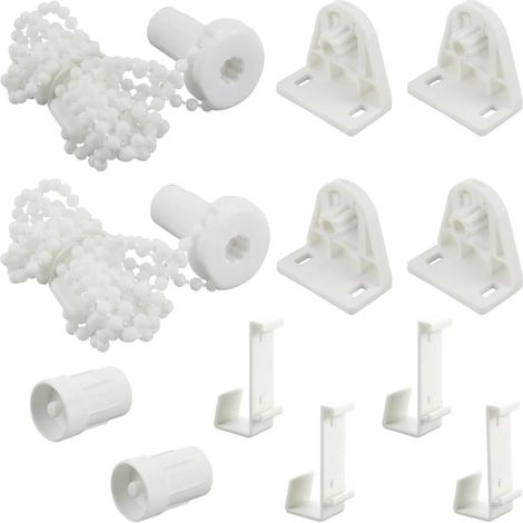 Kit Réparation Enrouleur Pièces, Mécanisme Volet Roulant pour Tube, Fixation Store sans Perçage Blanc, Accessoires Rideaux Complets avec Chaînette, Supports et Clips pour Maison Bureau (1/5)