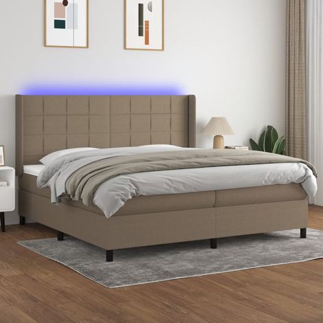 Boxspringbett mit Matratze & LED Taupe 200x200 cm Stoff