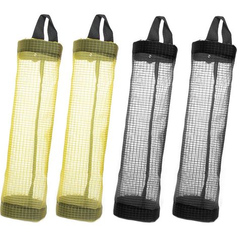 4 pcs Distributeur de sacs Poubelle pour Cuisine, Organisateur Suspendu à Mailles Pliantes