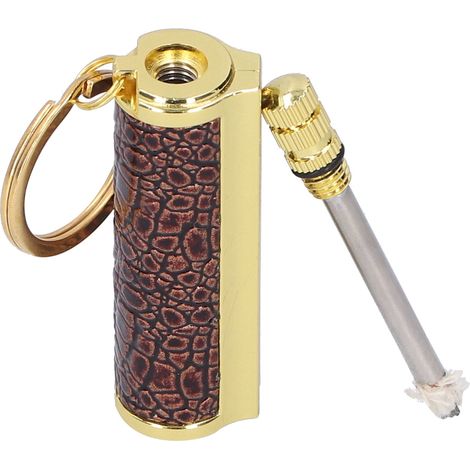 Briquet à essence vintage étanche pour extérieur, allume-cigare avec porte-clés, couleur brun doré (1/5)