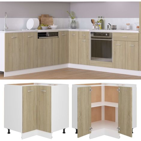 Armoire d'angle salon, Etagère de Rangement d'angle, Bibliothèque Style moderne Chêne sonoma 75,5x75,5x80,5 cm Aggloméré HYB69417 (1/5)