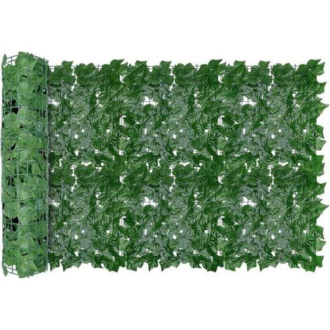 Künstlicher Efeu-Zaun, 300 x 100 cm, Garten-Einbruchschutz, Dekorative grüne Wand, Kunstrasenzaun, Wanddekoration mit Weinlaub - Crezuo