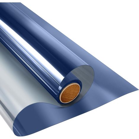 Einseitig statisch haftende Sonnenschutzfolie, UV-beständig und reflektierend, für Zuhause und Büro, blau-silber, 60 cm x 2 m (1/5)