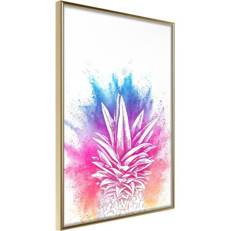 Affiche Murale Encadrée "Rainbow Pineapple Crown" 21 x 30 cm Or