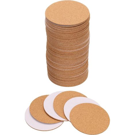 sous-Verres Liège Auto-Adhésifs Dessous de Verre Tasse Bouteille Plat Rond 90x90x1mm Mini Tableau Liège Mural Loisirs Créatifs Maison Bar Café (1/5)