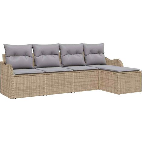 Maison Exclusive - Gartensofa-set 5 pcs Beige Poly-Rattan