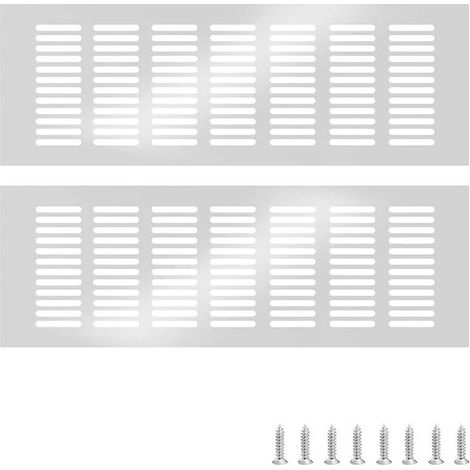 Grille de ventilation en métal perforé, en deux parties, aluminium, argent, facile à nettoyer, installation simple — 30 x 10 cm (1/5)