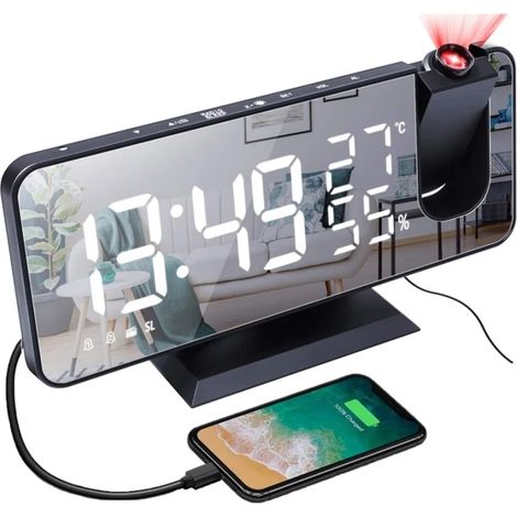 Horloge électronique à projection grand écran avec miroir LED (1/2)