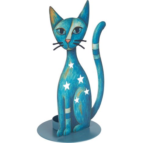 Portacandele in metallo a forma di gatto in stile moderno per l'arredamento della casa