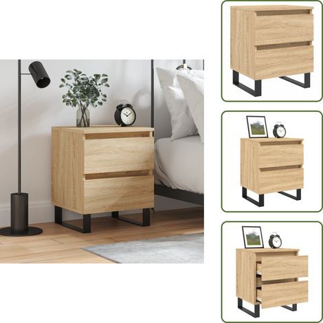 The Living Store Nachttisch Sonoma-Eiche 40x35x50 cm Holzwerkstoff - Holz Nachttisch (1/5)