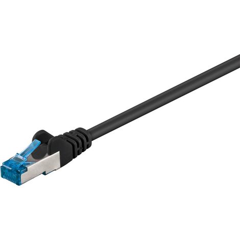 Câble Ethernet CAT 6a double blindage S-FTP jusqu'à 10000 Mbps 500 Mhz cuivre sans halogène avec connecteurs RJ-45 Connecteurs plaqués or Noir 1,5 m (1/5)