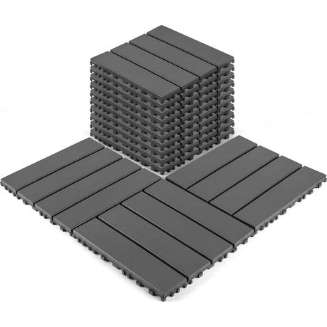 Klick-Terrassenfliesen 30,5 x 30,5 x 2 cm, 44er-Set, Polypropylen, Dunkelgrau HAVRYA (1/5)