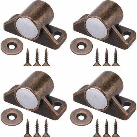 4 Stück Magnetverschluss-Schranktürmagnete mit Edelstahlschrauben für Schiebetüren von Landhausküchen (Bronze)
