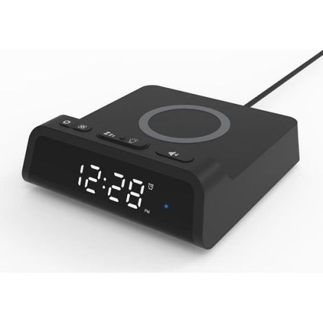 Réveil électrique Noir LED Sans Fil Qi 15W Recharge Rapide Pour IPhone 12 11 Pro 8 X XR XS MAX S10 S9 (1/5)