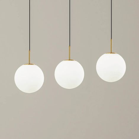 [NEUWERTIG] B-Ware Lucande Pendelleuchte Hängeleuchte Led Joran Glas Weiß Gold Esszimmer Lampe