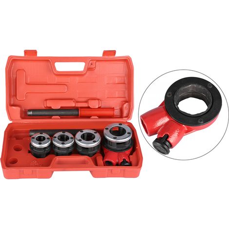 Kit de filetage manuel pour plomberie avec 4 filières (1/2", 3/4", 1", 1-1/4") (1/5)