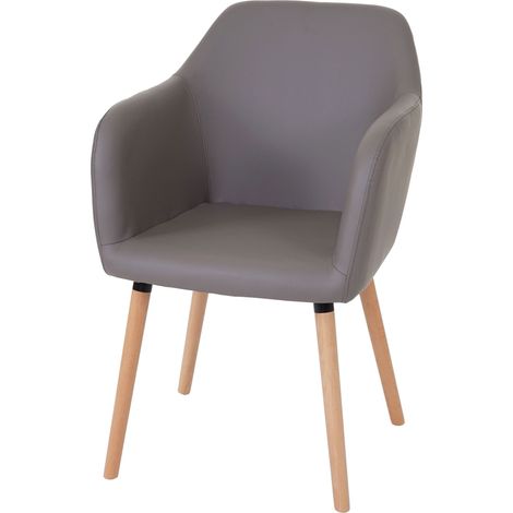 [NEUWERTIG] Esszimmerstuhl Vaasa T381, Stuhl Küchenstuhl, Retro 50er Jahre Design Kunstleder, taupe-grau, helle Beine