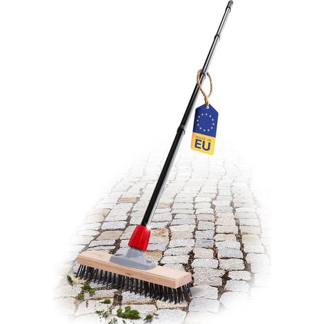 Novaliv Balai métallique robuste avec manche Balai en acier de base avec manche en 4 parties Élimination efficace de la mousse Brosse métallique pour