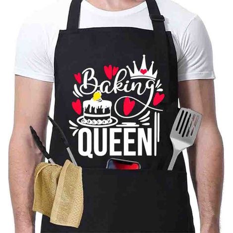 1 Grembiule da cucina da uomo, nero, regolabile, umoristico, divertente, con motivo barbecue, grembiule professionale in cotone, regalo di San Valentino, nero 7 (1/5)