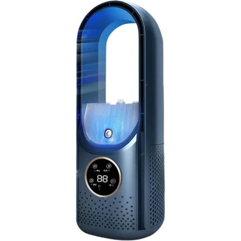 Ventilatore silenzioso senza pale con funzione di nebulizzazione umidificante, 6 velocità, 30 cm, da tavolo USB, ideale per l'ufficio. (1/4)
