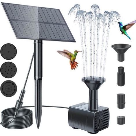 Fontaine solaire de pompe 5V 1.5W - Pompe à eau flottante avec 4 Buses pour Bassin / Piscine / Décoration de Jardin (1/4)