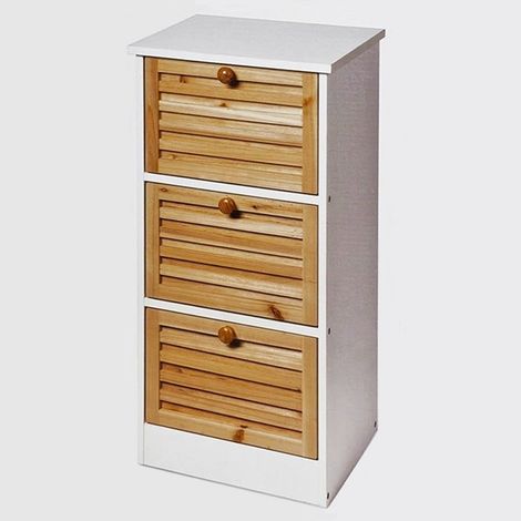 TrAdE Shop Traesio - Cassettiera Multiuso A 3 Cassetti Mobiletto In Legno Di Abate 31,5x30x63,5cm Bagno Ingresso - (1/4)