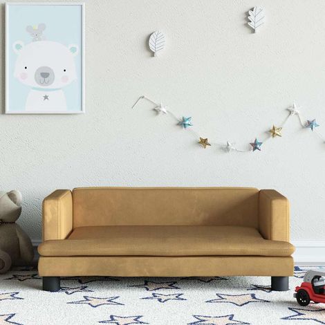 vidaXL Canapé pour enfants marron 80x45x30 cm velours (1/5)