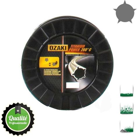 Bobine fil nylon pentagonal bi-composant OZAKI titanium power - 3 mm x 186m - qualité professionnelle (1/3)