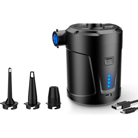 Pompe À Air Électrique - Batterie 5200 mAh - Débit 400 L/min - Pour Matelas Gonflable Bateau Pneumatique Piscine - 3 Embouts - Sans Fil (1/5)
