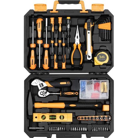 Werkzeugkoffer Bestückt Handwerkzeug Werkstatt DIY 138-tlg Gelb (1/5)