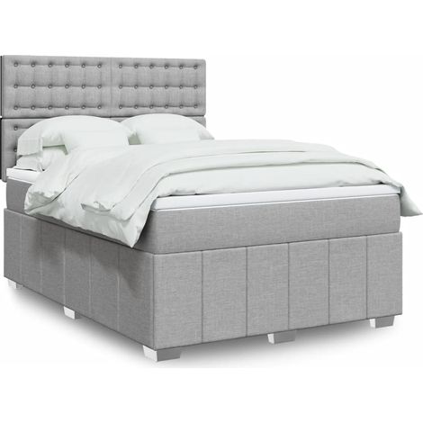 Boxspringbett mit Matratze Hellgrau 140x200 cm Stoff