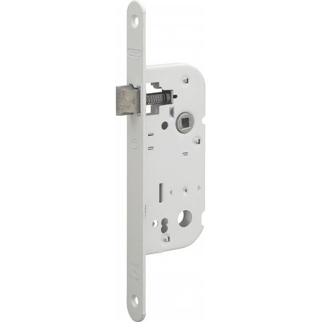 Thirard – Serrure encastrable NF pour porte intérieure – Axe 40mm – Bouts ronds – Finition blanche – Coffre en acier embouti