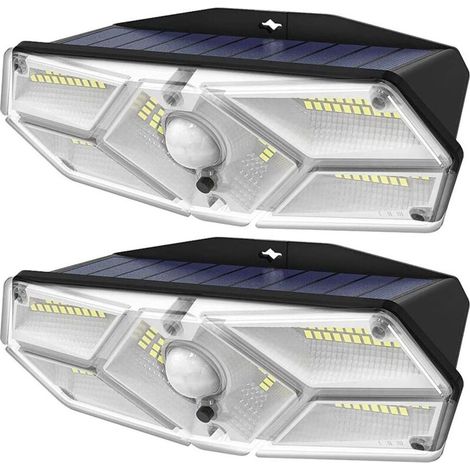 Set di 2 luci solari impermeabili con 104 LED, sensore di movimento, 3 modalità di illuminazione e angolo del fascio luminoso di 270° (alimentazione solare) per garage, giardino, vialetto e porta d'in