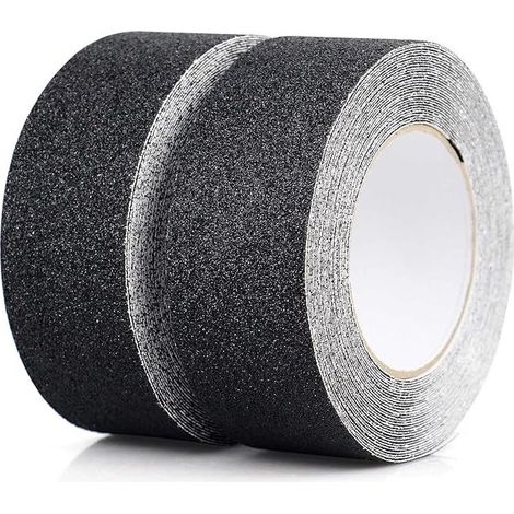 2pcs Bande Antidérapante Extérieur, 5cm10m, Ruban Antidérapant Adhésif pour Escalier, Bande Sécurité Antidérapant, Ruban de Traction Antidérapant, pour la Sécurité au Travail et la Vie, Noir (1/2)