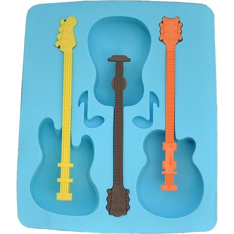 Gitarrenförmige Silikon-Eiswürfelform – 3 Fächer – Für Getränke und Cocktails – 1 Stück (1/5)