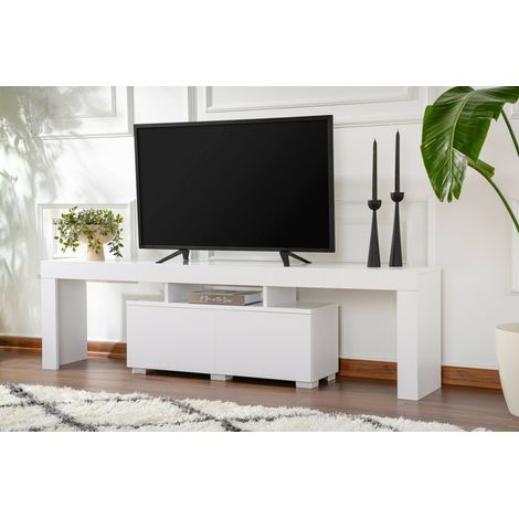 Dmora - Mueble de televisión Govone, Aparador de salón, Mueble bajo para TV, Base de pared equipada, 180x31 h50 cm, Blanco (1/5)