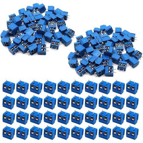 CCYKXA 160 Pieces 2-Pin PCB Screw Connector, Blue Solder Terminal Block, 5mm PCB Screw Terminal Block for Arduino (1/5)