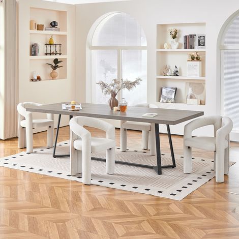 Modern Minimalistisch Esszimmerstuhl 4er Set, Chenille Stoff Polsterstuhl mit Armlehnen, Bequemer Essstuhl für Esszimmer Wohnzimmer Büro, Maximale Belastbarkeit 150kg (1/5)