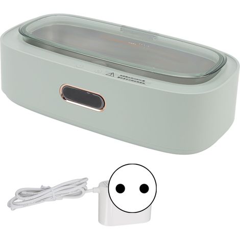 Nettoyeur ultrasonique portable 4 vitesses, appareil de nettoyage pour lunettes bijoux pinceaux cosmétiques montre, 100-240V prise EU verte (1/5)